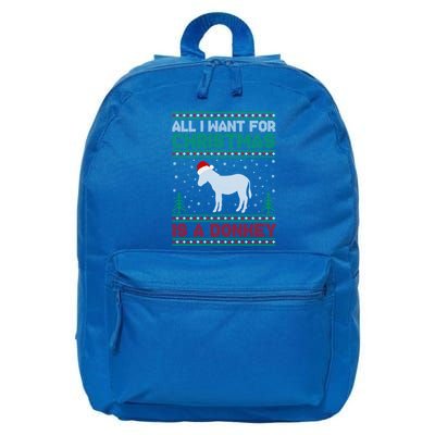 All I Want For Xmas Is A Donkey Ugly Christmas Sweater Gift 16 in Basic Backpack