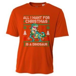 All I Want For Christmas Is A Dinosaur Lights Tree Ugly Xmas Cool Gift Cooling Performance Crew T-Shirt