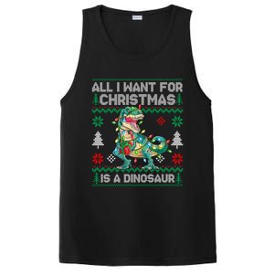 All I Want For Christmas Is A Dinosaur Lights Tree Ugly Xmas Cool Gift PosiCharge Competitor Tank