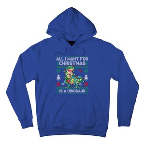 All I Want For Christmas Is A Dinosaur Lights Tree Ugly Xmas Cool Gift Hoodie