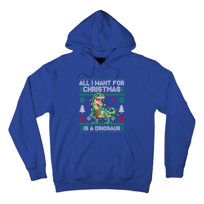 All I Want For Christmas Is A Dinosaur Lights Tree Ugly Xmas Cool Gift Hoodie