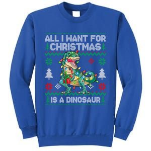 All I Want For Christmas Is A Dinosaur Lights Tree Ugly Xmas Cool Gift Sweatshirt