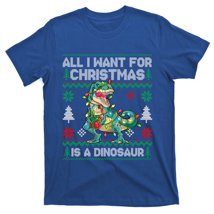 All I Want For Christmas Is A Dinosaur Lights Tree Ugly Xmas Cool Gift T-Shirt