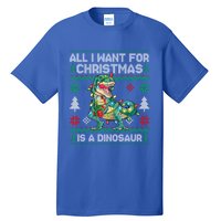 All I Want For Christmas Is A Dinosaur Lights Tree Ugly Xmas Cool Gift Tall T-Shirt