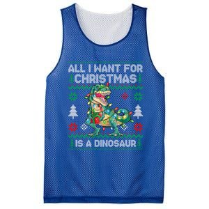 All I Want For Christmas Is A Dinosaur Lights Tree Ugly Xmas Cool Gift Mesh Reversible Basketball Jersey Tank