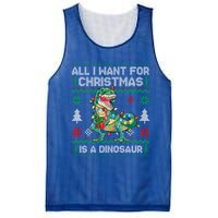 All I Want For Christmas Is A Dinosaur Lights Tree Ugly Xmas Cool Gift Mesh Reversible Basketball Jersey Tank