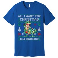 All I Want For Christmas Is A Dinosaur Lights Tree Ugly Xmas Cool Gift Premium T-Shirt