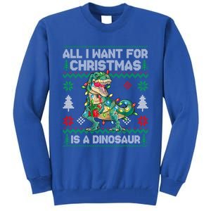 All I Want For Christmas Is A Dinosaur Lights Tree Ugly Xmas Cool Gift Tall Sweatshirt