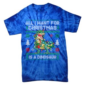 All I Want For Christmas Is A Dinosaur Lights Tree Ugly Xmas Cool Gift Tie-Dye T-Shirt