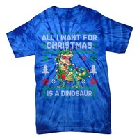 All I Want For Christmas Is A Dinosaur Lights Tree Ugly Xmas Cool Gift Tie-Dye T-Shirt