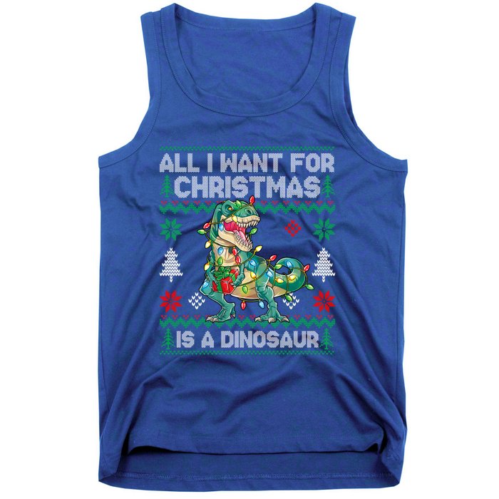 All I Want For Christmas Is A Dinosaur Lights Tree Ugly Xmas Cool Gift Tank Top