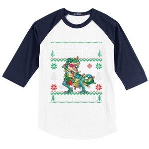 All I Want For Christmas Is A Dinosaur Lights Tree Ugly Xmas Cool Gift Baseball Sleeve Shirt