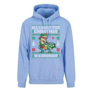 All I Want For Christmas Is A Dinosaur Lights Tree Ugly Xmas Cool Gift Unisex Surf Hoodie