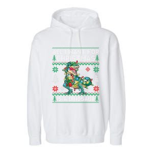 All I Want For Christmas Is A Dinosaur Lights Tree Ugly Xmas Cool Gift Garment-Dyed Fleece Hoodie