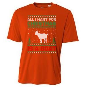 All I Want For Xmas Is A Goat Ugly Christmas Sweater Gift Cooling Performance Crew T-Shirt