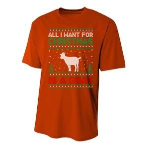 All I Want For Xmas Is A Goat Ugly Christmas Sweater Gift Performance Sprint T-Shirt