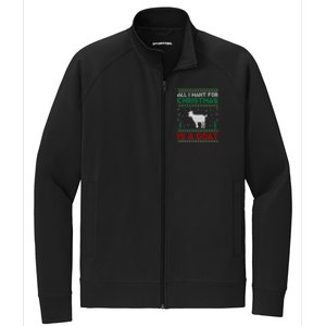 All I Want For Xmas Is A Goat Ugly Christmas Sweater Gift Stretch Full-Zip Cadet Jacket