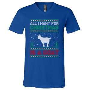 All I Want For Xmas Is A Goat Ugly Christmas Sweater Gift V-Neck T-Shirt