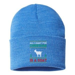 All I Want For Xmas Is A Goat Ugly Christmas Sweater Gift Sustainable Knit Beanie