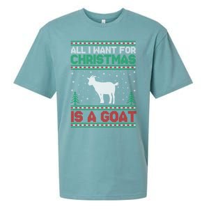 All I Want For Xmas Is A Goat Ugly Christmas Sweater Gift Sueded Cloud Jersey T-Shirt