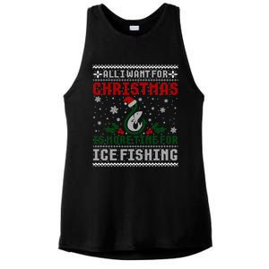 All I Want For Christmas More Ice Fishing Ugly Sweater Gift Ladies PosiCharge Tri-Blend Wicking Tank