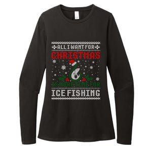 All I Want For Christmas More Ice Fishing Ugly Sweater Gift Womens CVC Long Sleeve Shirt