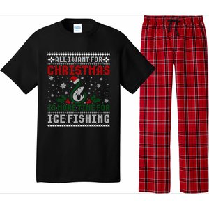 All I Want For Christmas More Ice Fishing Ugly Sweater Gift Pajama Set