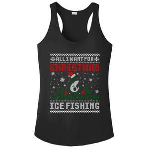 All I Want For Christmas More Ice Fishing Ugly Sweater Gift Ladies PosiCharge Competitor Racerback Tank