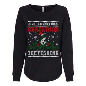 All I Want For Christmas More Ice Fishing Ugly Sweater Gift Womens California Wash Sweatshirt