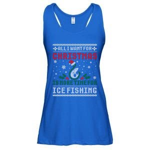 All I Want For Christmas More Ice Fishing Ugly Sweater Gift Ladies Essential Flowy Tank