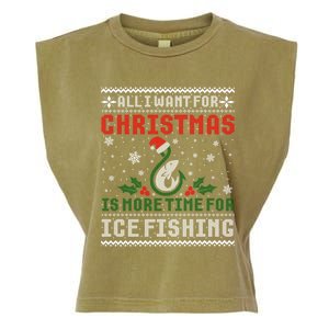 All I Want For Christmas More Ice Fishing Ugly Sweater Gift Garment-Dyed Women's Muscle Tee