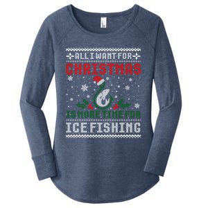 All I Want For Christmas More Ice Fishing Ugly Sweater Gift Women's Perfect Tri Tunic Long Sleeve Shirt