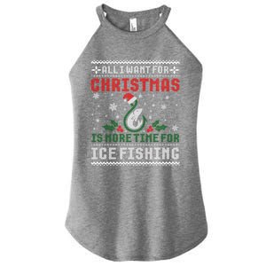 All I Want For Christmas More Ice Fishing Ugly Sweater Gift Women's Perfect Tri Rocker Tank