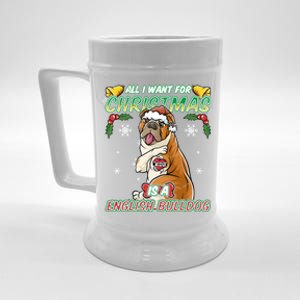 All I Want For Christmas Is A English Bulldog Santa Claus Cute Gift Beer Stein