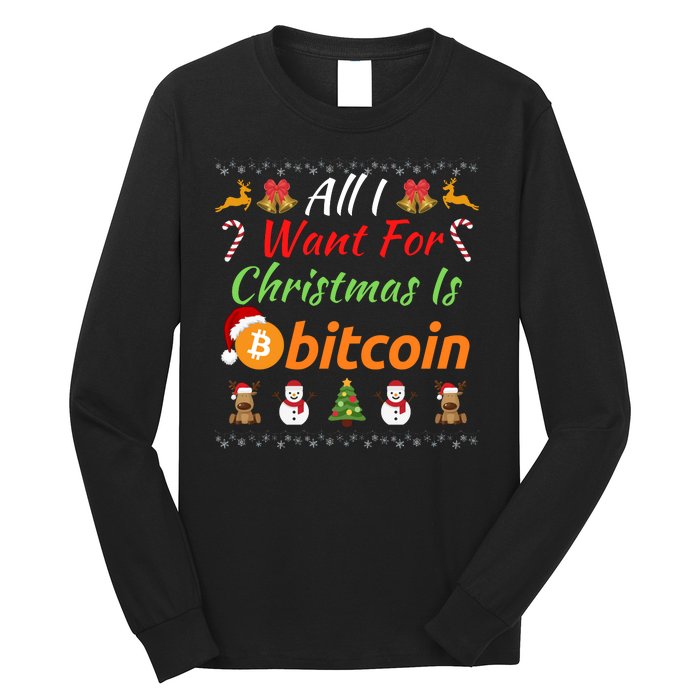 All I Want For Christmas Is Bitcoin, Funny Retirement Plan, Bitcoin Crypto Long Sleeve Shirt