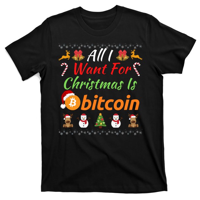 All I Want For Christmas Is Bitcoin, Funny Retirement Plan, Bitcoin Crypto T-Shirt