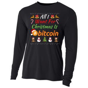 All I Want For Christmas Is Bitcoin, Funny Retirement Plan, Bitcoin Crypto Cooling Performance Long Sleeve Crew