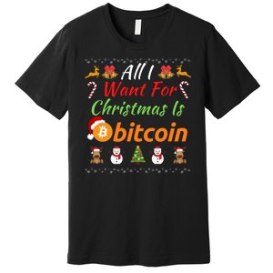 All I Want For Christmas Is Bitcoin, Funny Retirement Plan, Bitcoin Crypto Premium T-Shirt