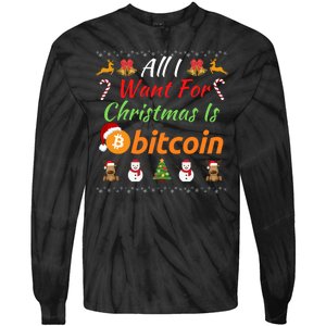 All I Want For Christmas Is Bitcoin, Funny Retirement Plan, Bitcoin Crypto Tie-Dye Long Sleeve Shirt