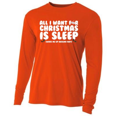 All I Want For Christmas Is Sleep Funny Xmas Cute Gift Cooling Performance Long Sleeve Crew