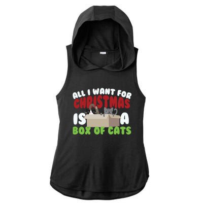 All I Want For Christmas Is A Box Of Cats Gift Ladies PosiCharge Tri-Blend Wicking Draft Hoodie Tank