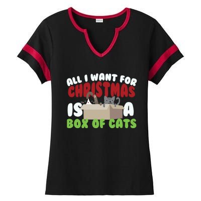 All I Want For Christmas Is A Box Of Cats Gift Ladies Halftime Notch Neck Tee