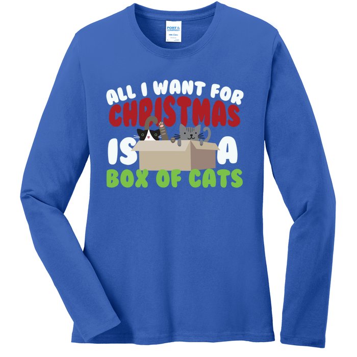 All I Want For Christmas Is A Box Of Cats Gift Ladies Long Sleeve Shirt