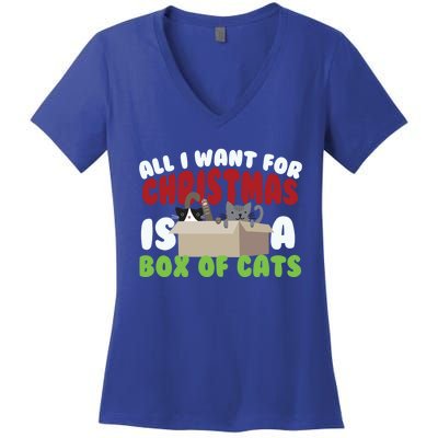 All I Want For Christmas Is A Box Of Cats Gift Women's V-Neck T-Shirt