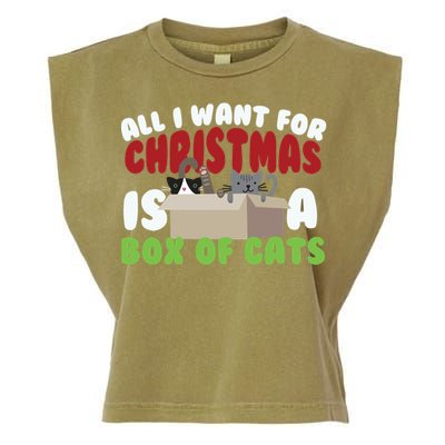 All I Want For Christmas Is A Box Of Cats Gift Garment-Dyed Women's Muscle Tee