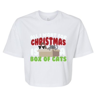 All I Want For Christmas Is A Box Of Cats Gift Bella+Canvas Jersey Crop Tee