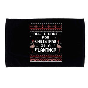 All I Want For Christmas Is A Flamingo Pink Ugly Sweater Gift Microfiber Hand Towel