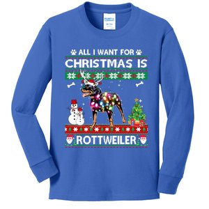 All I Want For Christmas Is Rottweiler Dog Xmas Funny Gift Kids Long Sleeve Shirt