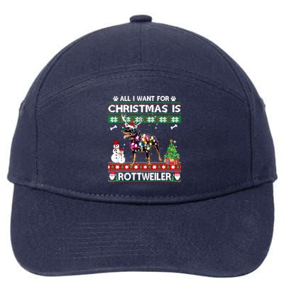 All I Want For Christmas Is Rottweiler Dog Xmas Funny Gift 7-Panel Snapback Hat