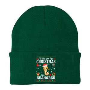 All I Want For Christmas Is A Seahorse Ugly Sweater Xmas Gift Knit Cap Winter Beanie